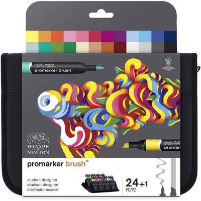 Winsor & Newton Promarker Brush 24+1 Öğrenci Tasarımcı Çantalı Set (24 Renk + Karıştırıcı) - 1