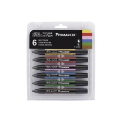 Winsor & Newton ProMarker Kalem 6 Renk Mid Tones Set Ara Tonlar - 1