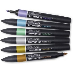 Winsor & Newton Promarker Metalik Renkler Seti (6 Renk) - 1