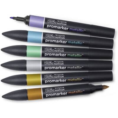 Winsor & Newton Promarker Metalik Renkler Seti (6 Renk) - 1