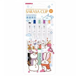 Zebra Sarasa Clip Jel Mürekkepli Roller Kalem 0.5 mm 5'li Set Winter Animals - Zebra
