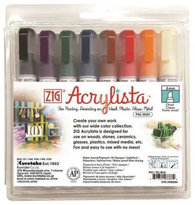 Zig Acrylista Marker Akrilik Boyama Kalemi 6 Mm Kesik Uç 8 Renk S - 1