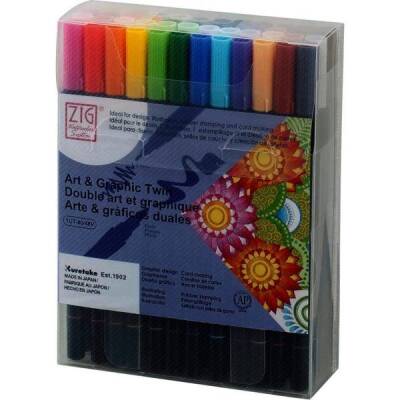 Zig Art & Graphic Twin Brush Pen Çift Uçlu Çizim Kalemi 48 RENK SET - 1