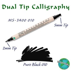 Zig Calligraphy Çift Uçlu Kaligrafi Kalemi 2 mm + 5 mm 010 Pure Black - 1