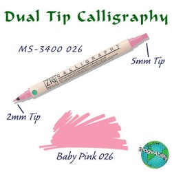 Zig Calligraphy Çift Uçlu Kaligrafi Kalemi 2 mm + 5 mm 026 Baby Pink - 1
