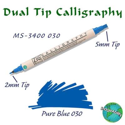 Zig Calligraphy Çift Uçlu Kaligrafi Kalemi 2 mm + 5 mm 030 Pure Blue - 1