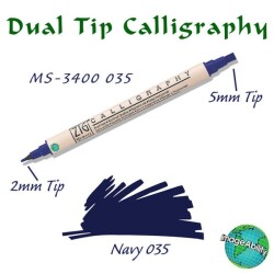 Zig Calligraphy Çift Uçlu Kaligrafi Kalemi 2 mm + 5 mm 035 Navy - 1