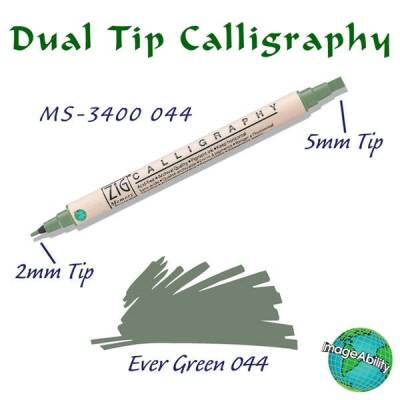 Zig Calligraphy Çift Uçlu Kaligrafi Kalemi 2 mm + 5 mm 044 Ever Green - 1