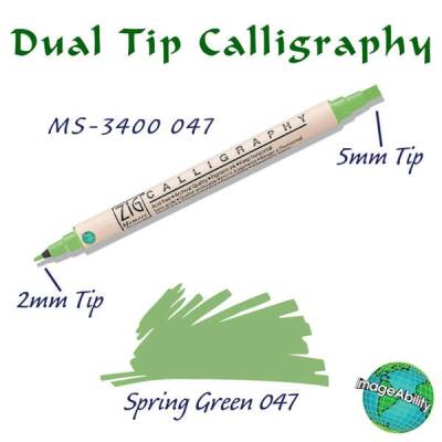 Zig Calligraphy Çift Uçlu Kaligrafi Kalemi 2 mm + 5 mm 047 Spring Green - 1