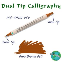 Zig Calligraphy Çift Uçlu Kaligrafi Kalemi 2 mm + 5 mm 060 Pure Brown - 1