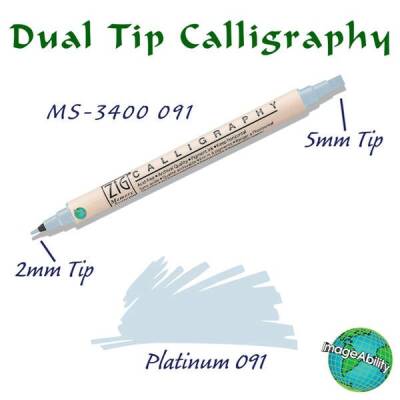 Zig Calligraphy Çift Uçlu Kaligrafi Kalemi 2 mm + 5 mm 091 Platinum - 1