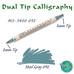 Zig Calligraphy Çift Uçlu Kaligrafi Kalemi 2 mm + 5 mm 092 Steel Gray - 1