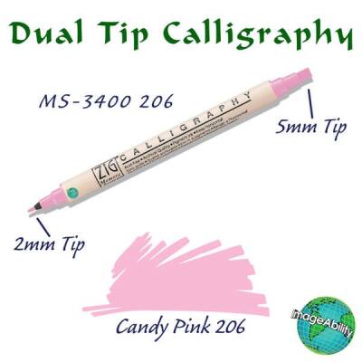 Zig Calligraphy Çift Uçlu Kaligrafi Kalemi 2 mm + 5 mm 206 Candy Pink - 1