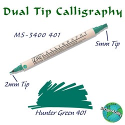 Zig Calligraphy Çift Uçlu Kaligrafi Kalemi 2 mm + 5 mm 401 Hunter Green - 1