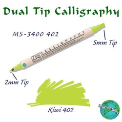 Zig Calligraphy Çift Uçlu Kaligrafi Kalemi 2 mm + 5 mm 402 Kiwi - 1