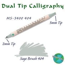 Zig Calligraphy Çift Uçlu Kaligrafi Kalemi 2 mm + 5 mm 404 Sage Brush - 1