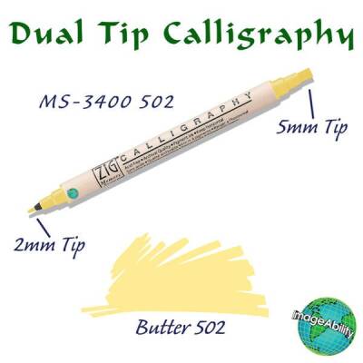 Zig Calligraphy Çift Uçlu Kaligrafi Kalemi 2 mm + 5 mm 502 Butter - 1