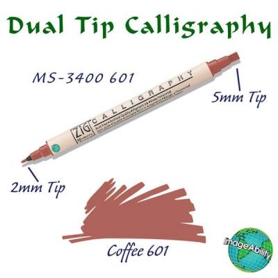 Zig Calligraphy Çift Uçlu Kaligrafi Kalemi 2 mm + 5 mm 601 Coffee - 1