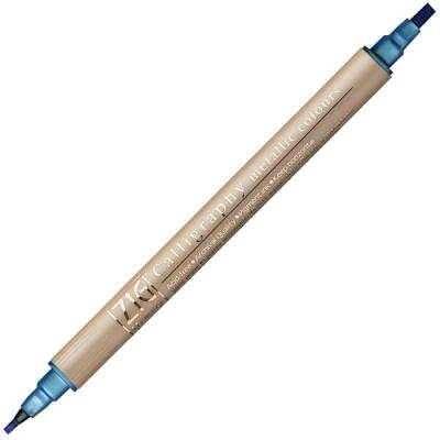 Zig Çift Uçlu Yaldızlı Kaligrafi Kalemi 2 mm + 3.5 mm 125 Metallic Blue - 1