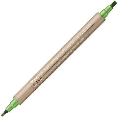 Zig Çift Uçlu Yaldızlı Kaligrafi Kalemi 2 mm + 3.5 mm 128 Metallic Light Green - 1