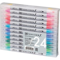 Zig Clean Color f Çift Uçlu Kalem 24 Renk Set - 1