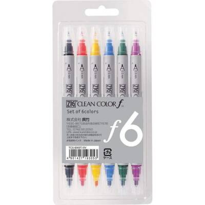 Zig Clean Color f Çift Uçlu Kalem 6 Renk Set - 1