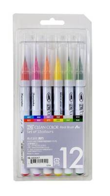 Zig Clean Color Real Brush Fırça Uçlu Marker Kalem 12 RENK SET - 1