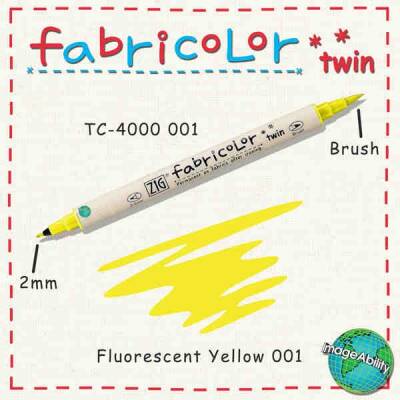 Zig Fabricolor Twin Çift Uçlu Kumaş Boyama Kalemi FLUORESCENT YELLOW - 1