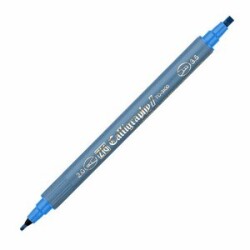 Zig Kaligrafi Kalemi Çift Uçlu 2 mm + 3.5 mm Açık Mavi - 1
