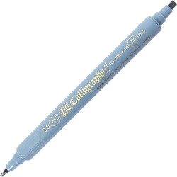 Zig Kaligrafi Kalemi Çift Uçlu 2 mm + 3.5 mm Blue Gray - 1