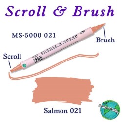 Zig Scroll & Brush Çift Çizgi ve Fırça Uçlu Kaligrafi ve Gölgeleme Kalemi 021 Salmon - 1