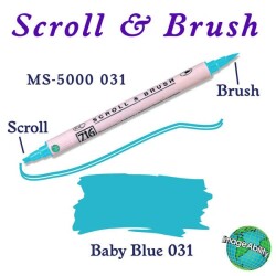 Zig Scroll & Brush Çift Çizgi ve Fırça Uçlu Kaligrafi ve Gölgeleme Kalemi 031 Baby Blue - 1