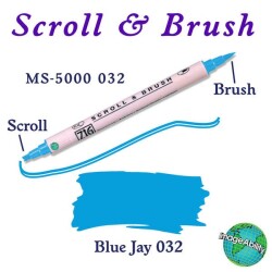 Zig Scroll & Brush Çift Çizgi ve Fırça Uçlu Kaligrafi ve Gölgeleme Kalemi 032 Blue Jay - 1