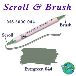 Zig Scroll & Brush Çift Çizgi ve Fırça Uçlu Kaligrafi ve Gölgeleme Kalemi 044 Evergreen - 1