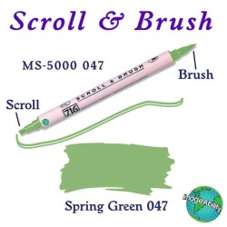 Zig Scroll & Brush Çift Çizgi ve Fırça Uçlu Kaligrafi ve Gölgeleme Kalemi 047 Spring Green - 1
