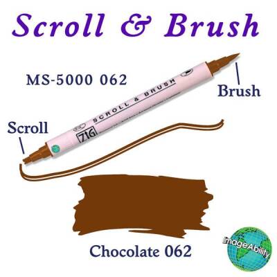 Zig Scroll & Brush Çift Çizgi ve Fırça Uçlu Kaligrafi ve Gölgeleme Kalemi 062 Chocolate - 1