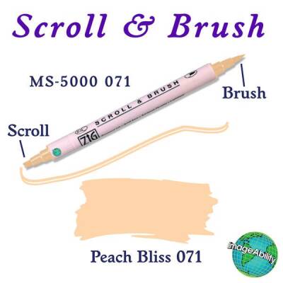 Zig Scroll & Brush Çift Çizgi ve Fırça Uçlu Kaligrafi ve Gölgeleme Kalemi 071 Peach Bliss - 1