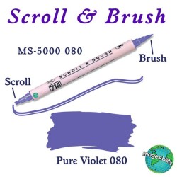 Zig Scroll & Brush Çift Çizgi ve Fırça Uçlu Kaligrafi ve Gölgeleme Kalemi 080 Pure Violet - 1