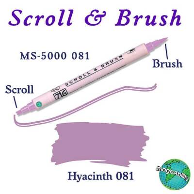 Zig Scroll & Brush Çift Çizgi ve Fırça Uçlu Kaligrafi ve Gölgeleme Kalemi 081 Hyacinth - 1