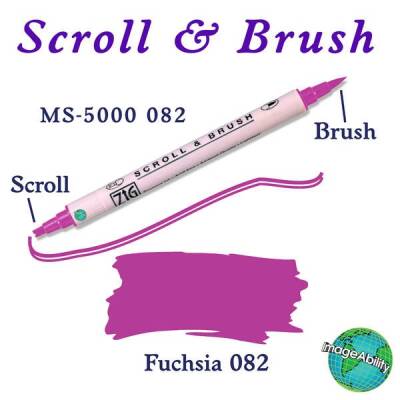 Zig Scroll & Brush Çift Çizgi ve Fırça Uçlu Kaligrafi ve Gölgeleme Kalemi 082 Fuchsia - 1