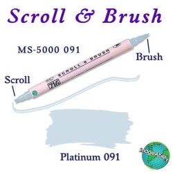 Zig Scroll & Brush Çift Çizgi ve Fırça Uçlu Kaligrafi ve Gölgeleme Kalemi 091 Platinum - 1