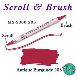 Zig Scroll & Brush Çift Çizgi ve Fırça Uçlu Kaligrafi ve Gölgeleme Kalemi 203 Antique Burgundy - 1
