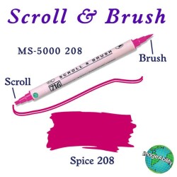 Zig Scroll & Brush Çift Çizgi ve Fırça Uçlu Kaligrafi ve Gölgeleme Kalemi 208 Spice - 1