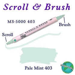 Zig Scroll & Brush Çift Çizgi ve Fırça Uçlu Kaligrafi ve Gölgeleme Kalemi 403 Pale Mint - 1