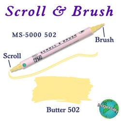 Zig Scroll & Brush Çift Çizgi ve Fırça Uçlu Kaligrafi ve Gölgeleme Kalemi 502 Butter - 1