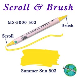 Zig Scroll & Brush Çift Çizgi ve Fırça Uçlu Kaligrafi ve Gölgeleme Kalemi 503 Summer Sun - 1