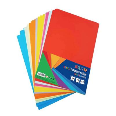 Zizu Renkli Fotokopi Kağıdı A4 10 Renk 100'lü Paket - 1