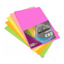 Zizu Renkli Fotokopi Kağıdı A4 Fosforlu 5 Renk 100'lü Paket - 1